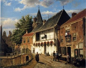 unknow artist European city landscape, street landsacpe, construction, frontstore, building and architecture. 143